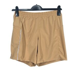VRST Accelerate Run Shorts BEIGE/KHAKI Elastic Waist 7" INSEAM Lined Vented SZ S